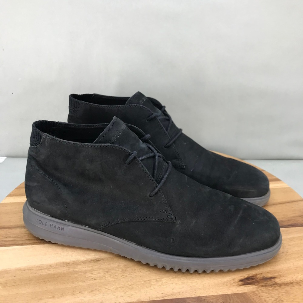 Cole Haan Chukka Boots Mens Black Suede Leather Casual Ankle Mens Size 12 M